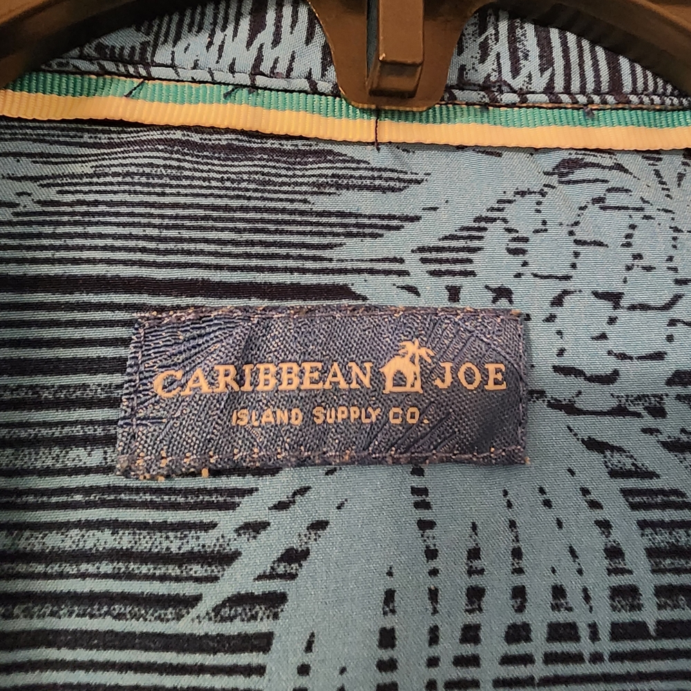 Caribbean Joe Blue and Gray Tropical Button-Down Shirt - Picture 3 of 4
